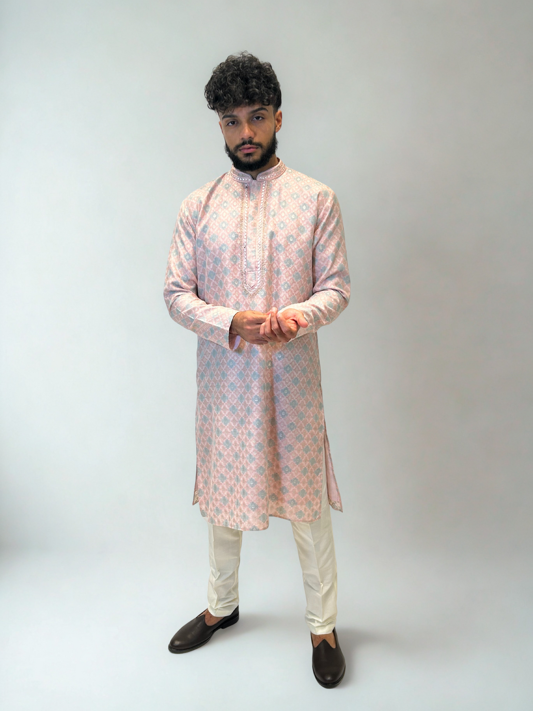 Blush Pink Mirror Work Kurta Set