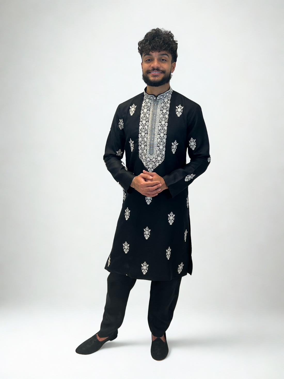 Black Heritage Embroidered Kurta Set