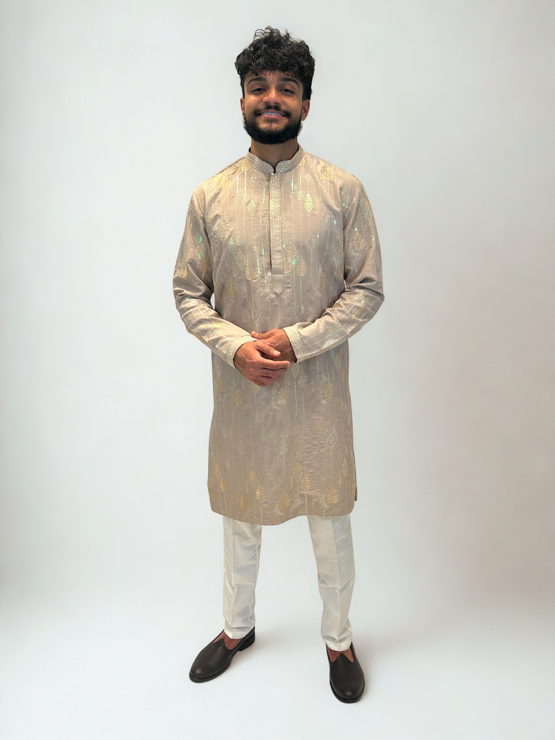 Champagne Gold Embroidered Kurta Set