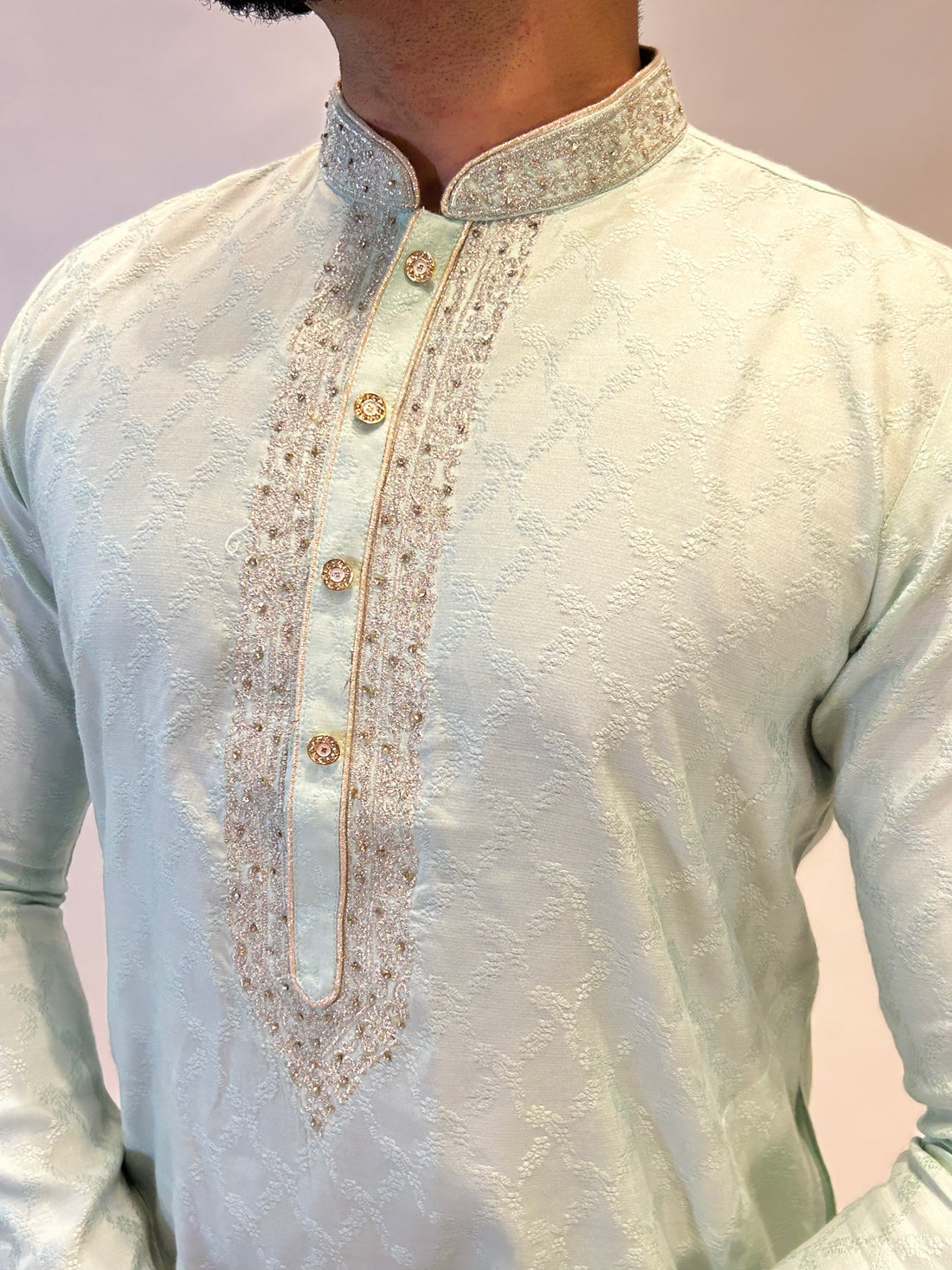 Mint Green Embroidered Kurta Pajama Set