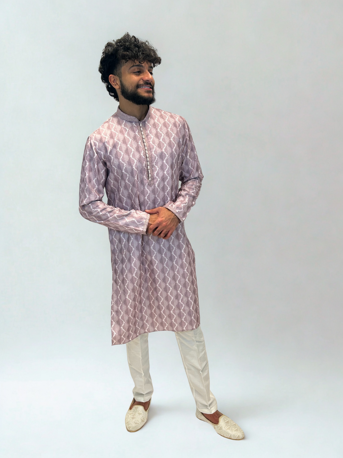 Mauve Geometric Pattern Kurta Set