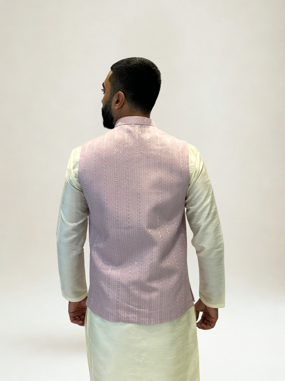 Pastel Pink Patterned Nehru Jacket