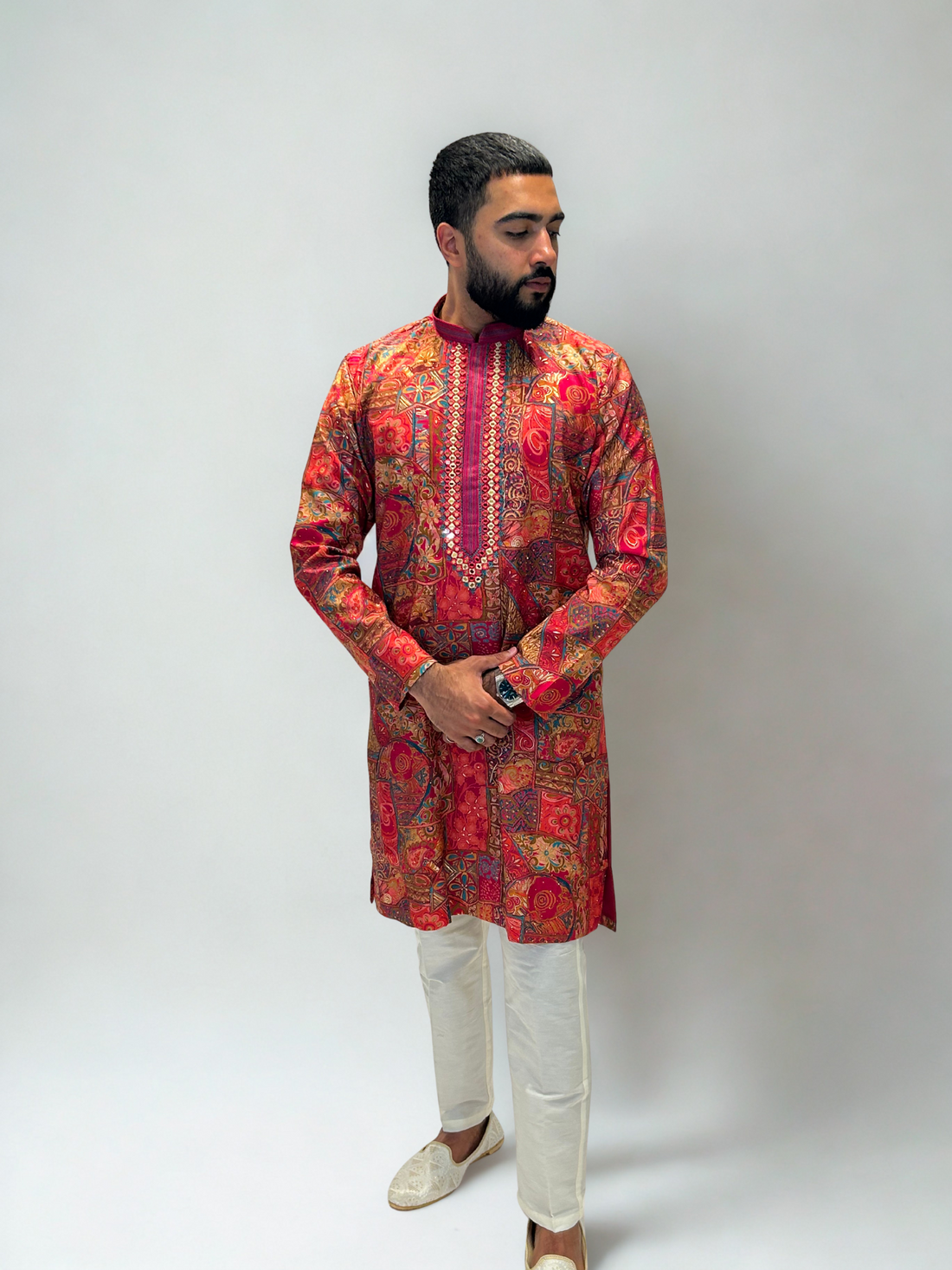 Rani Multicolor Vibrant Printed Mirror Work Kurta Set