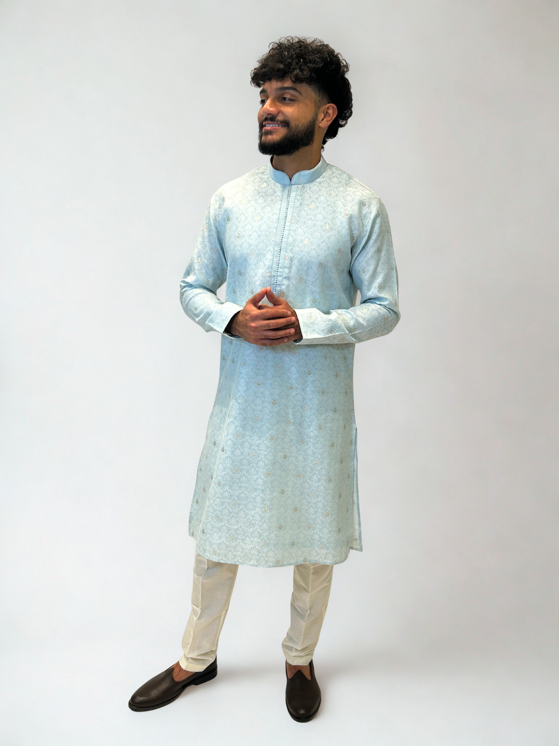 Sky Blue Brocade Kurta Set