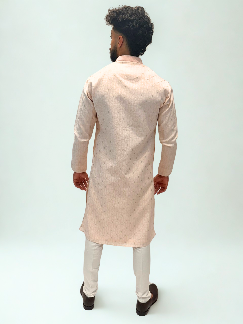 Blush Pink Brocade Kurta Set