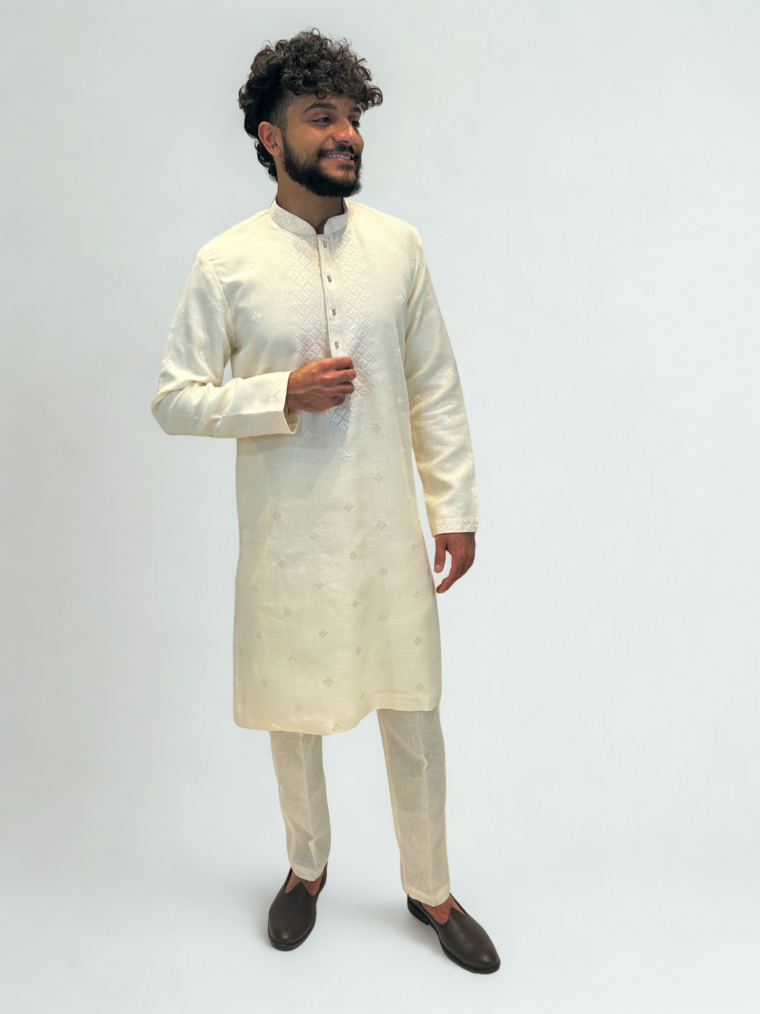 Ivory Threaded Kurta Set