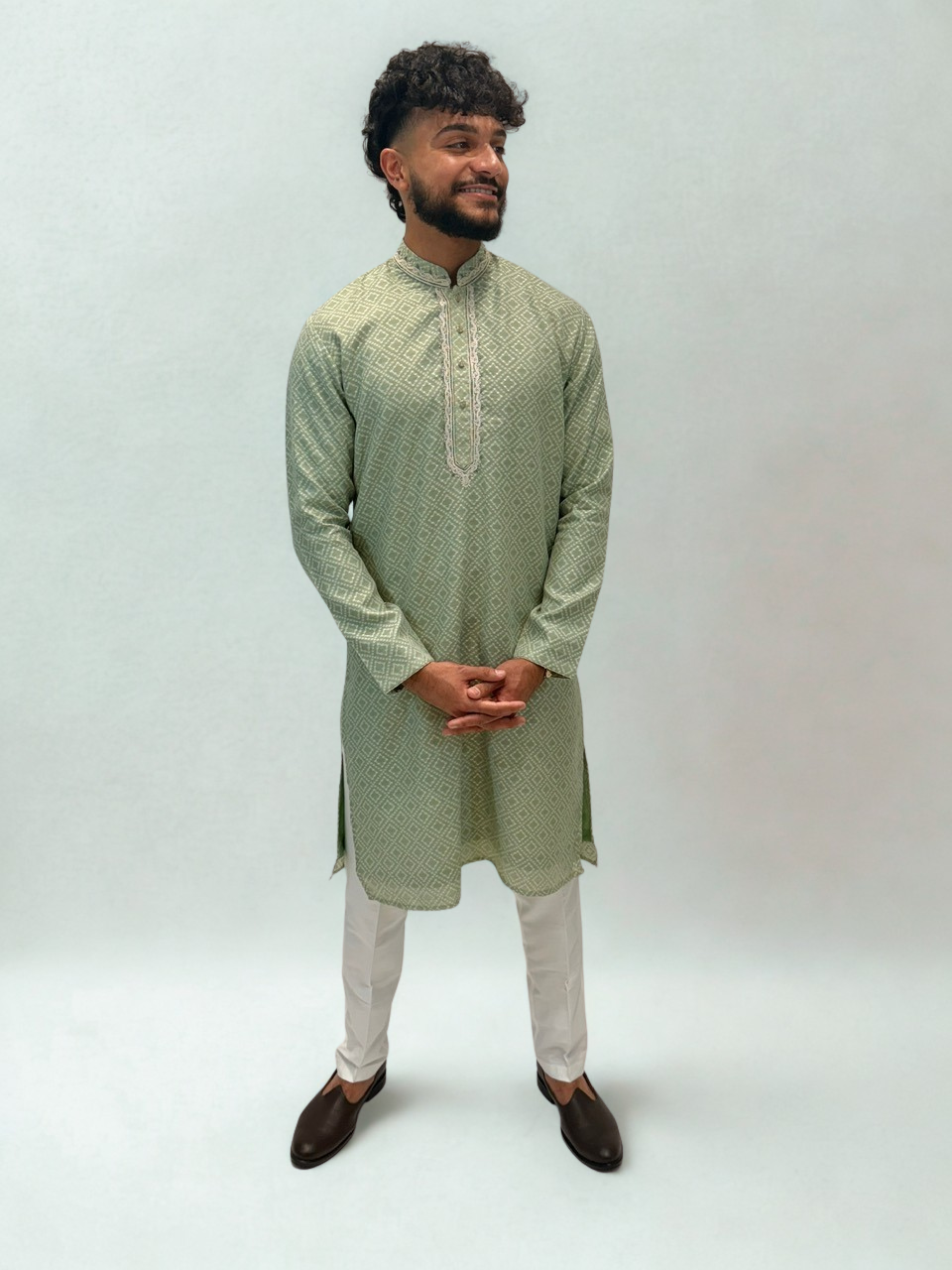 Sage Green Embroidered Kurta Set